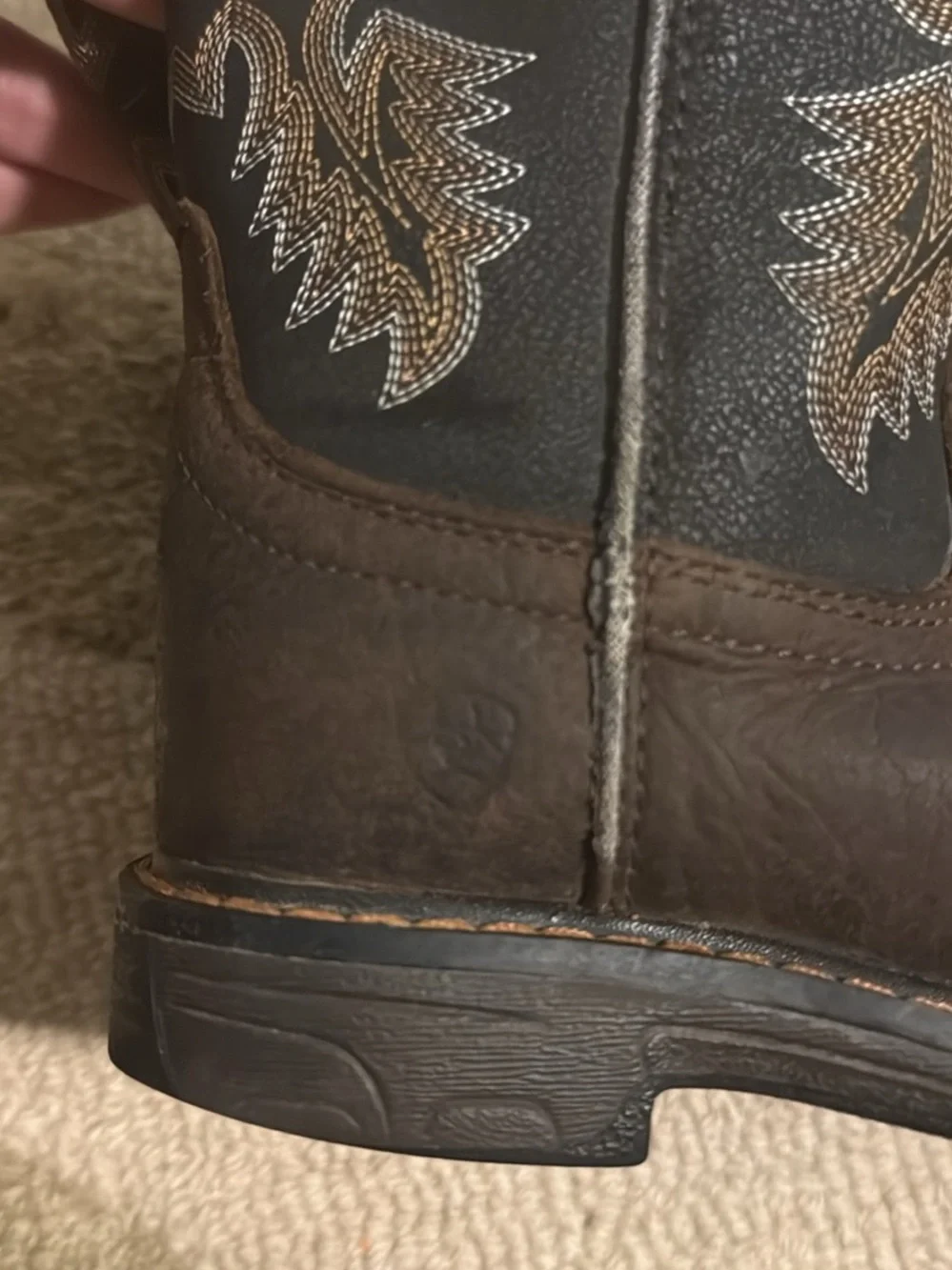Ariat Brown and Black Kids Western Boots with Embroidered Shaft